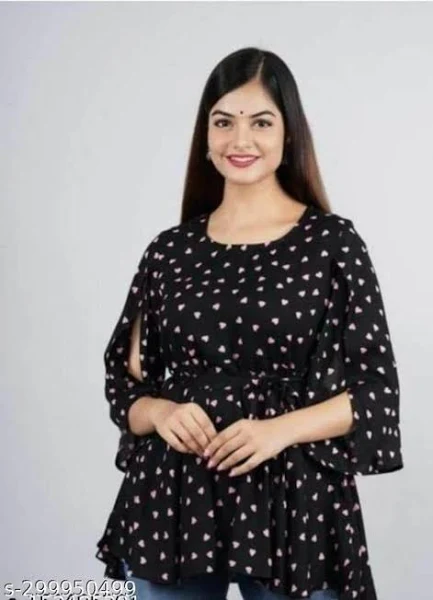 WOMENS STYLISH FRENCH CREPE PRINTED TOP